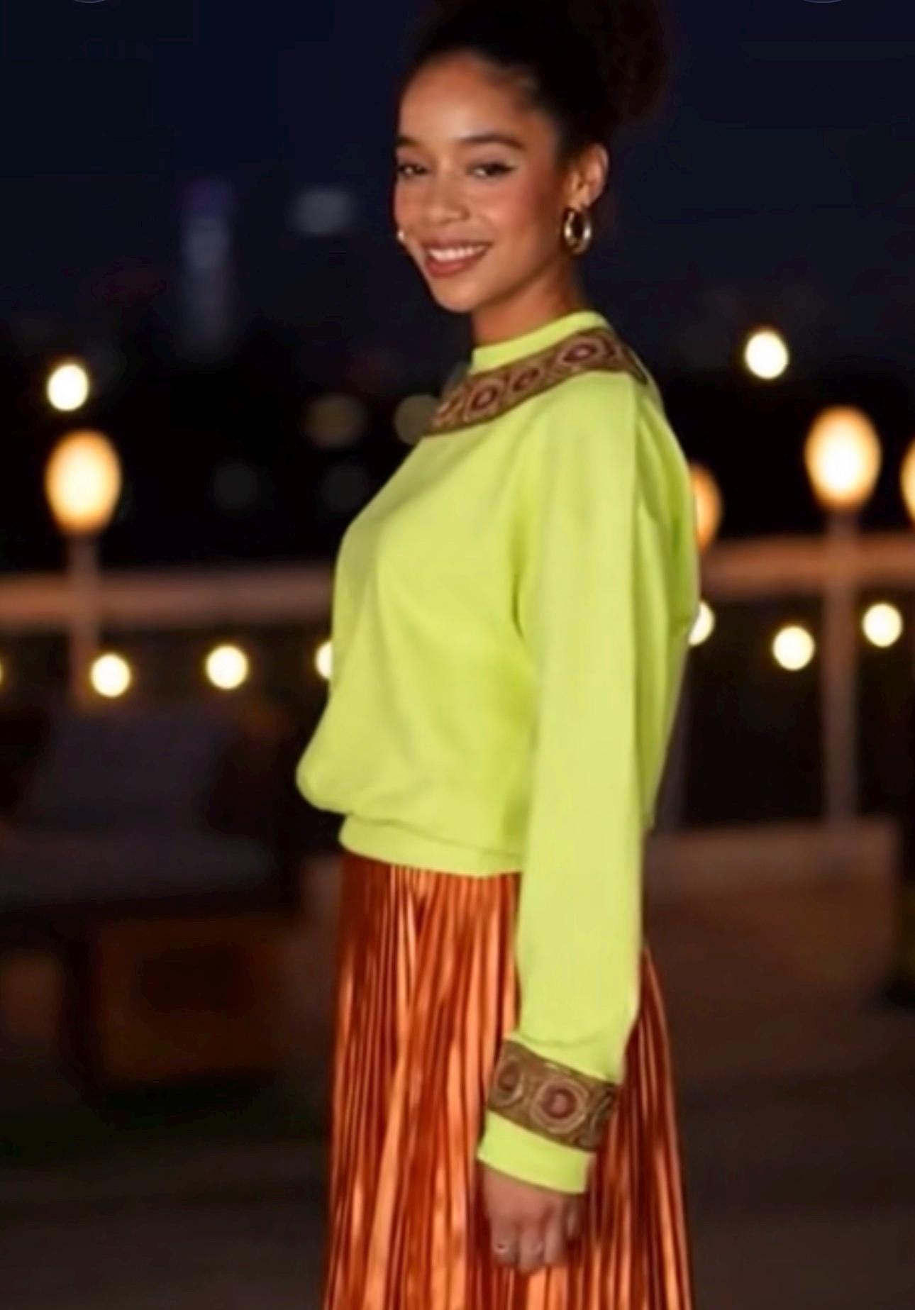 Hand-Embroidered Zardosi Neon Green Sweatshirt – Statement Ethnic Fusion Top